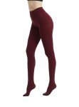 Wine Red Women's High Waist Tights - 80D Semi Opaque