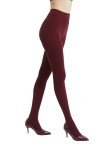 Wine Red Women's High Waist Tights - 80D Semi Opaque