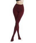 Wine Red Women's High Waist Tights - 80D Semi Opaque