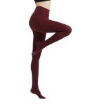 Wine Red Women's High Waist Tights - 80D Semi Opaque