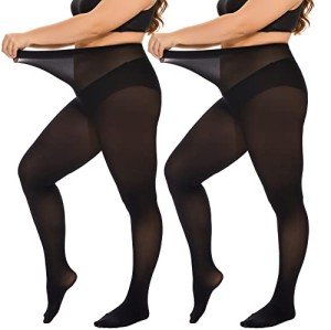 Plus Size High Waist Sheer Pantyhose - 2 Pairs