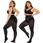 Plus Size High Waist Sheer Pantyhose - 2 Pairs