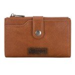 Light Brown Bifold Wallet with Zipper Pocket
