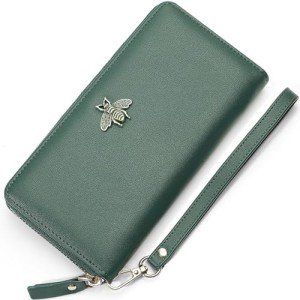 Dark Green RFID Blocking Women's Clutch Wallet