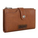 Light Brown Bifold Wallet with Zipper Pocket