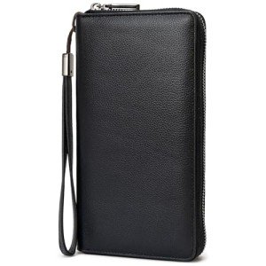 Large Leather RFID Blocking Wallet Clutch for Women
