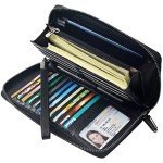 Large Leather RFID Blocking Wallet Clutch for Women