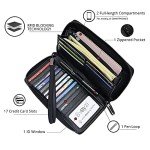 Large Leather RFID Blocking Wallet Clutch for Women