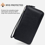 Large Leather RFID Blocking Wallet Clutch for Women