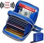 KALMORE Women's Cute Blue Leather Card Wallet