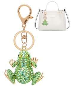 Sparkling Green Frog Keychain with Rhinestones
