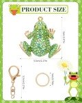 Sparkling Green Frog Keychain with Rhinestones