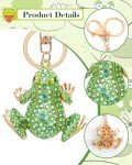 Sparkling Green Frog Keychain with Rhinestones