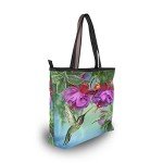 Spring Hummingbird Orchid Tote Bag for Women