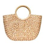 Large Brown Straw Beach Tote Bag for Women