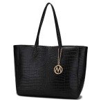 Sadie Black Large PU Leather Satchel Handbag