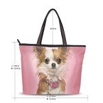Chihuahua Dog Print Large Women's Tote Bag