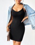 Avidlove Women Modal V Neck Nightwear Sleeveless Straight Dress Mini Full Slips Black M