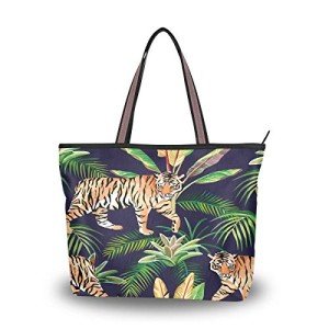 Tropical Tiger Print Women's Tote Shoulder Bag
