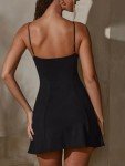 Vozobi Women's V Neck Mini Dress Sleeveless Strappy One Piece Cutout Slim Bodice Dresses Night Club Party Super Short Skirt Black