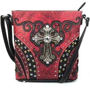 Stylish Red Tooled Leather Conceal Carry Handbag