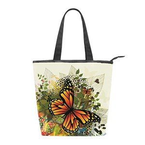Women's Butterfly Tote Bag with Zipper Closure