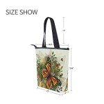 Women's Butterfly Tote Bag with Zipper Closure