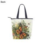 Women's Butterfly Tote Bag with Zipper Closure