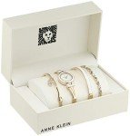 Anne Klein Gold/White Bangle Watch & Bracelet Set