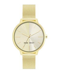 Nine West Gold Sunray Dial Women's Mesh Watch