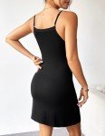 Avidlove Women Modal V Neck Nightwear Sleeveless Straight Dress Mini Full Slips Black M