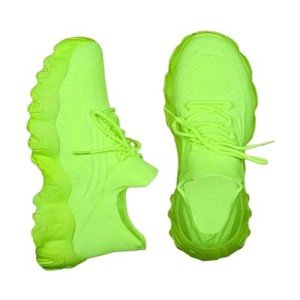 Lightweight Green Mesh Lace-Up Sneakers for Women