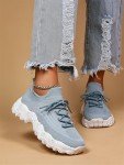 Lightweight Green Mesh Lace-Up Sneakers for Women
