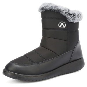 Women's Black Fur Lined Waterproof Snow Boots