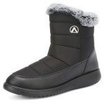 Women's Black Fur Lined Waterproof Snow Boots
