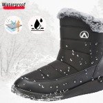 Women's Black Fur Lined Waterproof Snow Boots