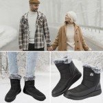 Women's Black Fur Lined Waterproof Snow Boots
