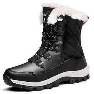 Women's Waterproof Warm Snow Boots - Black Size 8.5