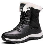 Women's Waterproof Warm Snow Boots - Black Size 8.5