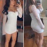 hibshaby Women Sexy Bodycon Dress Puff Sleeve Cocktail Evening Party Elegant Mini Dresses, Mesh White, X-Small