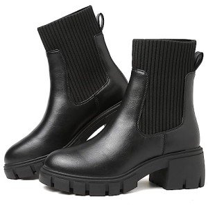 Black and White Women's Chelsea Ankle Boots