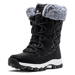 HOBIBEAR Women's Waterproof Winter Snow Boots – Black Size 8