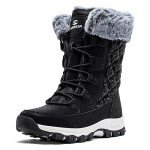 HOBIBEAR Women's Waterproof Winter Snow Boots – Black Size 8