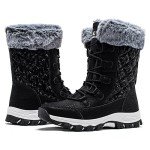 HOBIBEAR Women's Waterproof Winter Snow Boots – Black Size 8
