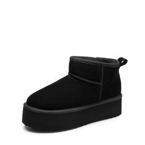 Genuine Suede Platform Mini Boots for Women
