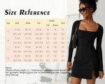 Vozobi Womens Square Neck Bodice Mini Dress Long Sleeves Side Slit Flare Short Dresses Party Skirt Black