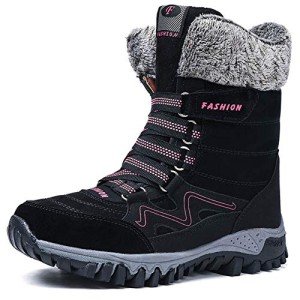 Women's Warm Fur-Lined Snow Boots - Black