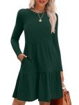Zeagoo Women's Long Sleeve Ribbed Knit Dress - Green