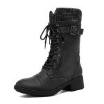 DREAM PAIRS Women's Lace-Up Fur-Lined Combat Boots