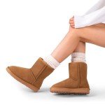 DREAM PAIRS Women's Mid Calf Snow Boots - Chestnut